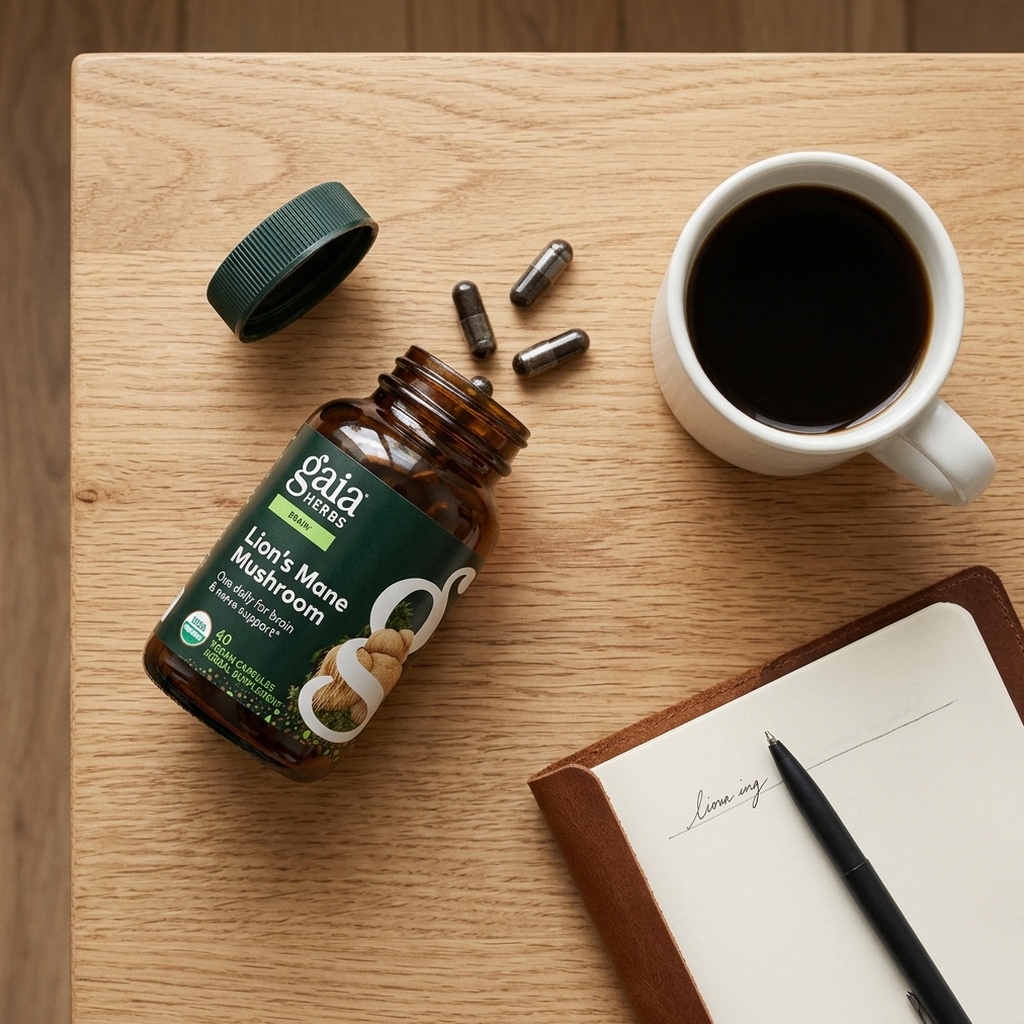 Gaia Herbs Botanical Flatlay with Mug